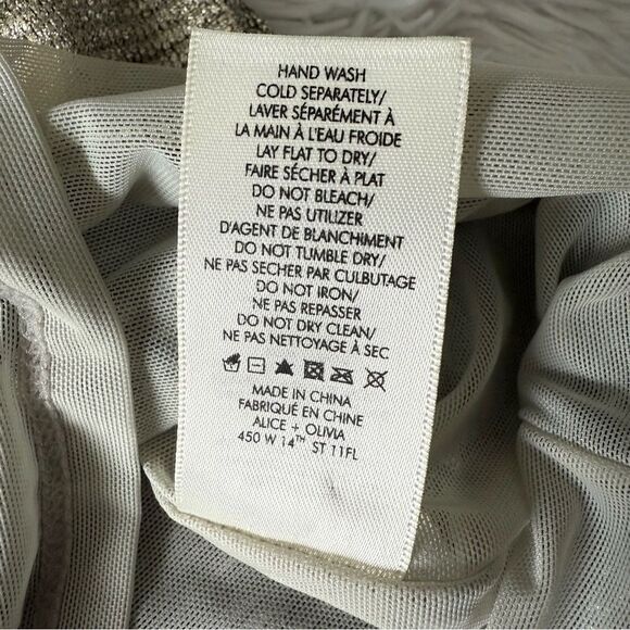 NWT Alice + Olivia Delora Silver Metallic Mini Cocktail Party Dress Size 8 - Picture 9 of 9